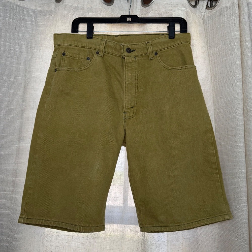90s Vintage Levi's 550 Relaxed Fit Denim Shorts Green Made in USA Men's Size 34
